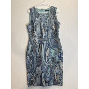 Tommy Hilfiger Paisley Stretch Sleeveless Lined Bodycon Women's Dress - Size 10